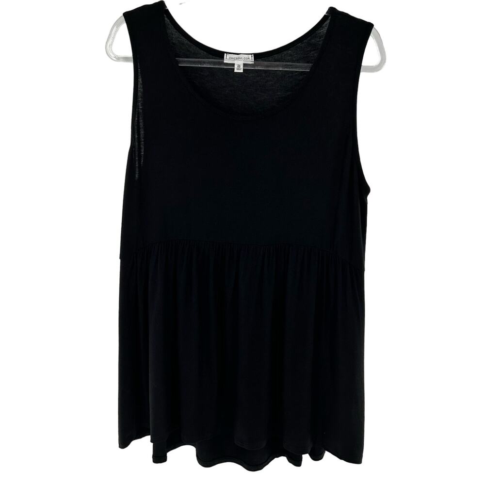 Chic Soul Black Sleeveless Peplum Tank Top Women's Size 2XL